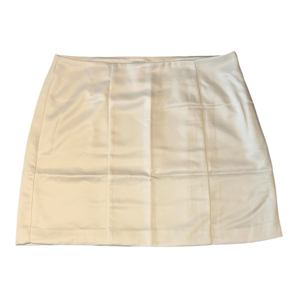 A New Day Women Cream Recycled Polyester Mini Skirt Size 12 Side Zip Lined